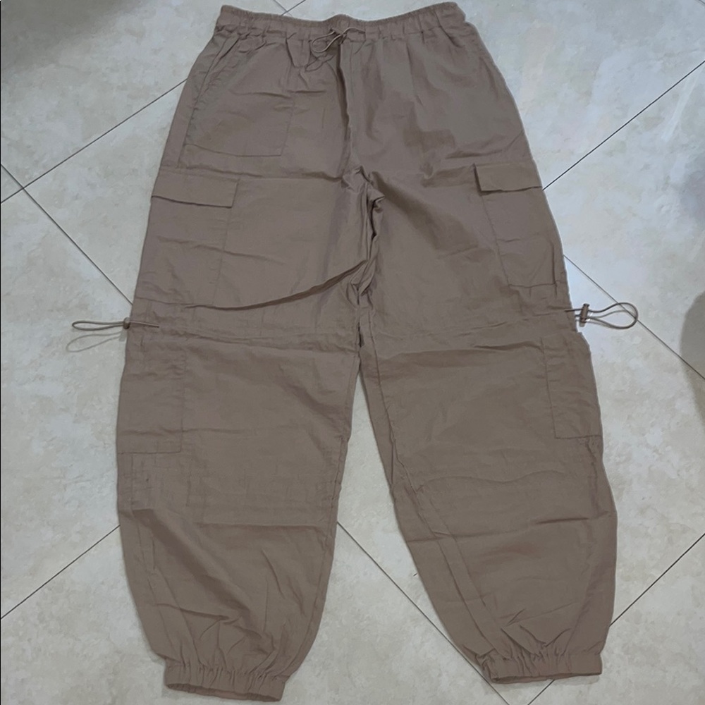 Forever 21 Tan Track Pants with Elastic Waistband